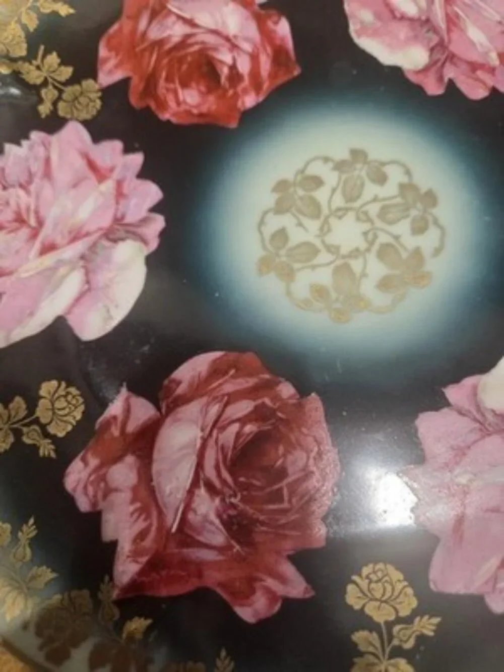 Antique ZS Co Bavaria Mignon Hand Painted Pink Rose Gold Cabinet Plate 1880